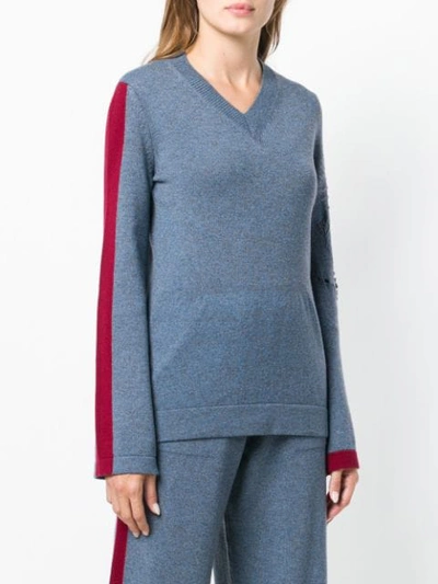 Shop Barrie New Romantic Cashmere V In Blue