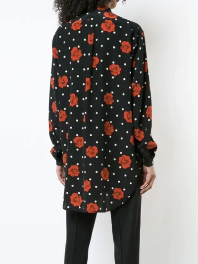 Shop Saint Laurent Floral Polka-dot Fitted Shirt - Black