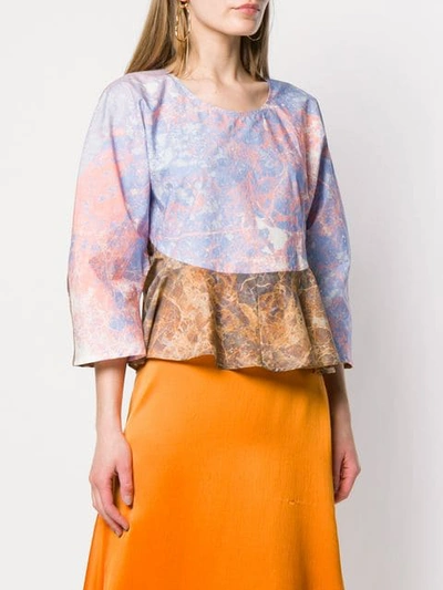 ANNTIAN MARBLED PRINT BLOUSE - 蓝色