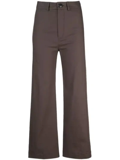 Shop Sea Plain Flared Trousers In Brown