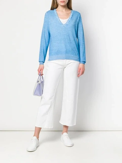 Shop Allude Sheer Knit Sweater In Blue