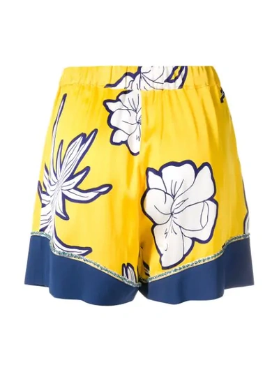 Shop Pinko Floral Print Shorts In Yellow