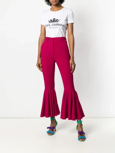 Shop Dolce & Gabbana Flared Cuffs Trousers In Pink