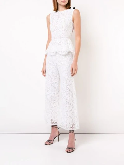 Shop Adam Lippes Corded Lace Cropped Trousers In White