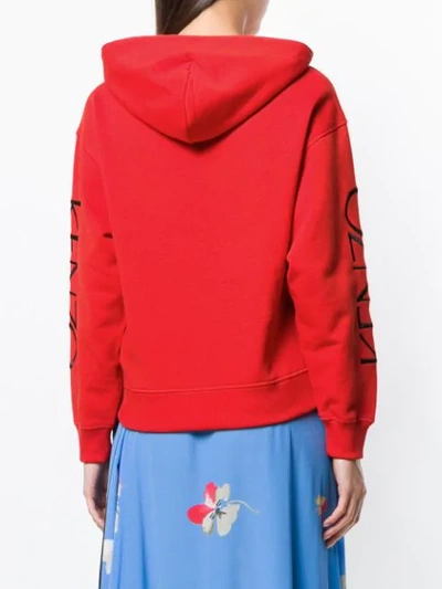Shop Kenzo Embroidered Logo & Rose Hoodie In Red