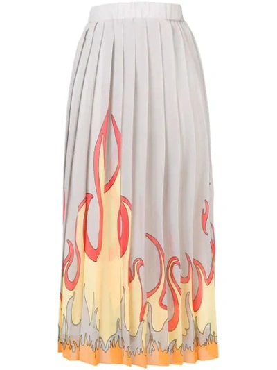 Shop Ultràchic Flame Print Pleated Skirt In Neutrals