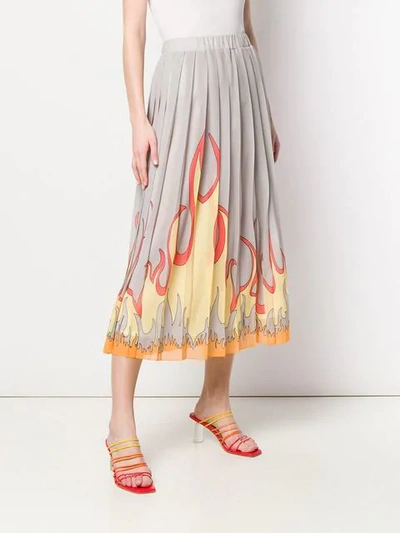 Shop Ultràchic Flame Print Pleated Skirt In Neutrals