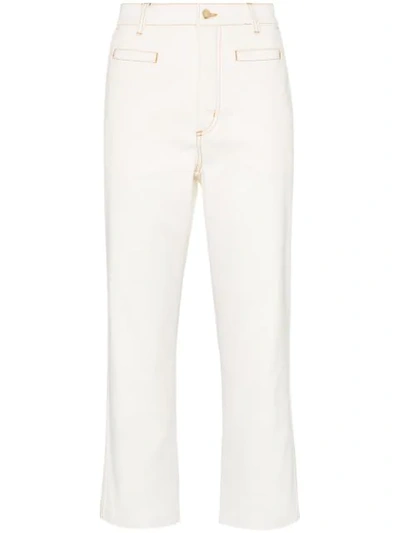 Shop Loewe High-waisted Trousers - White