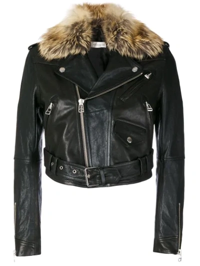 Shop Faith Connexion Faux Fur Biker Jacket - Black