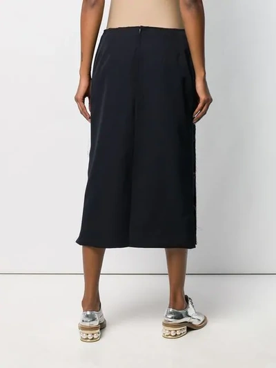 Shop Comme Des Garçons Raw Edge Straight Skirt In Blue