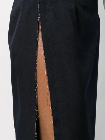 Shop Comme Des Garçons Raw Edge Straight Skirt In Blue