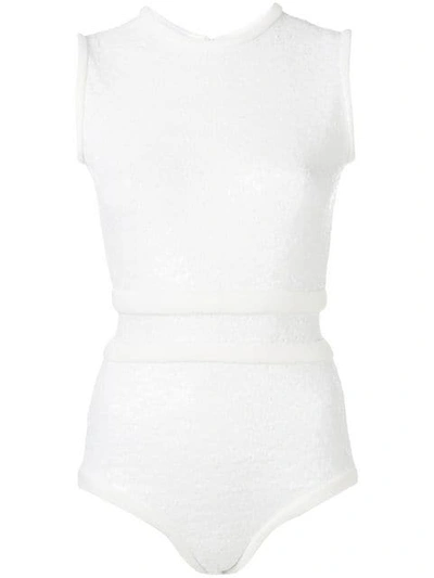 Shop Atu Body Couture Sequinned Sleeveless Body In White