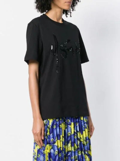 Shop Msgm Embellished Logo T-shirt In Black