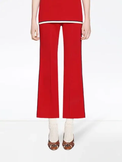 Shop Gucci Viscose Bootcut Pant In Red