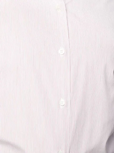 Shop Aspesi Collarless Button Down Shirt In 45110 Riga Rosso Bco