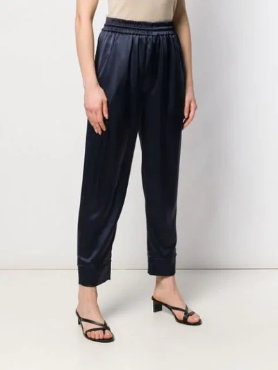 Shop Nanushka Cropped Trousers In Blue