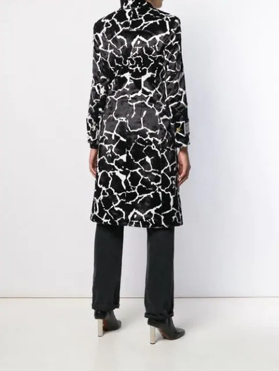 Shop Versace Marble Effect Printed Coat In Black