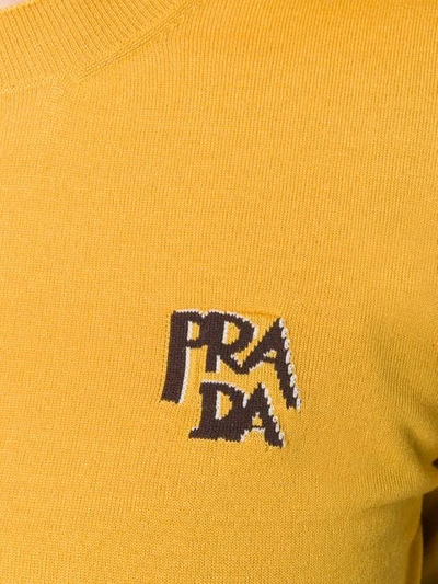 Shop Prada Logo Knit Sweater In F0080 Mais