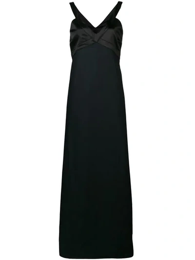 Shop Andrea Ya'aqov Satin Bustier Gown In Black