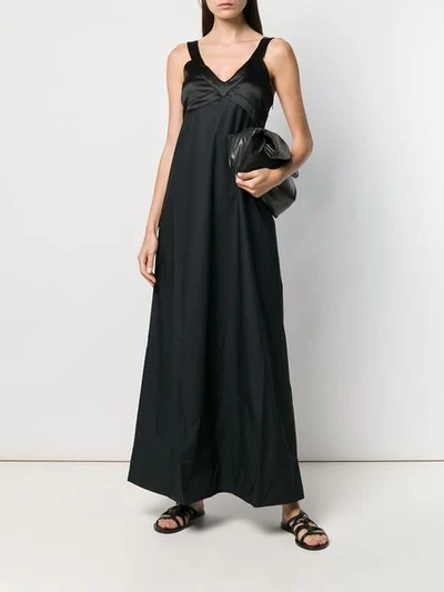 Shop Andrea Ya'aqov Satin Bustier Gown In Black