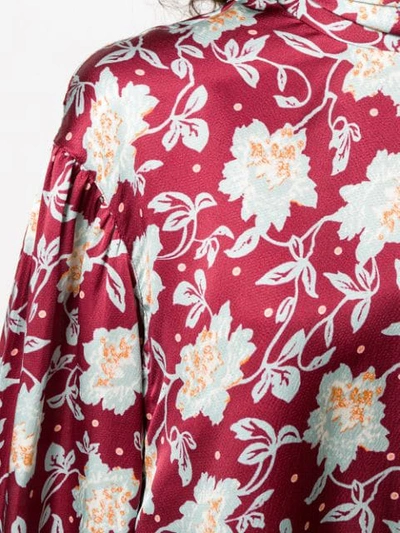 Shop Chloé Floral Tie-neck Blouse In Red