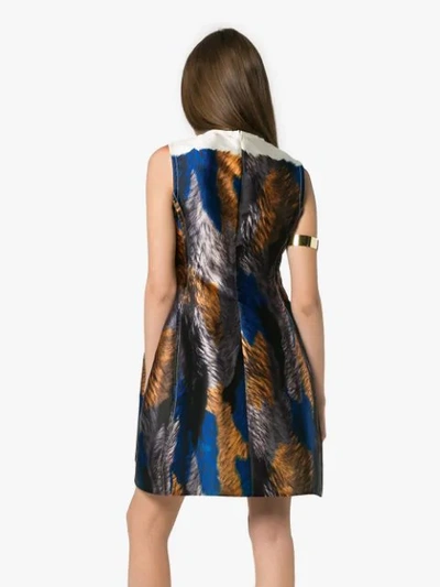 Shop Marni Abstract Print Flared Dress In Blue