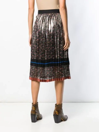 Shop Coach Daisy Print Pleated Skirt In Metallic