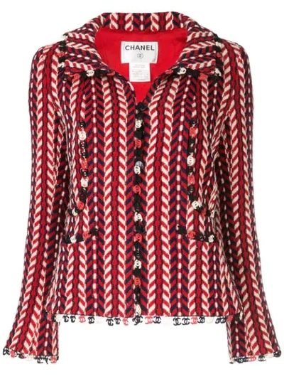 Pre-owned Chanel Long Sleeve Jacket In Red