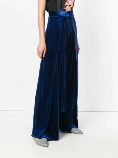 Shop Rouge Margaux Belted Wide Leg Trousers - Blue