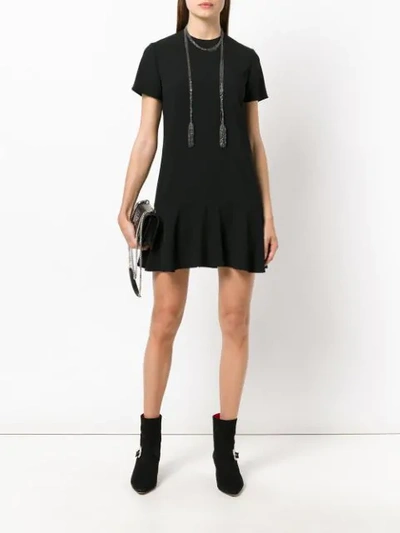 Shop Saint Laurent Short Sleeve Mini Dress In Black