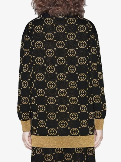 Shop Gucci Oversized Gg V-neck Cardigan In Black
