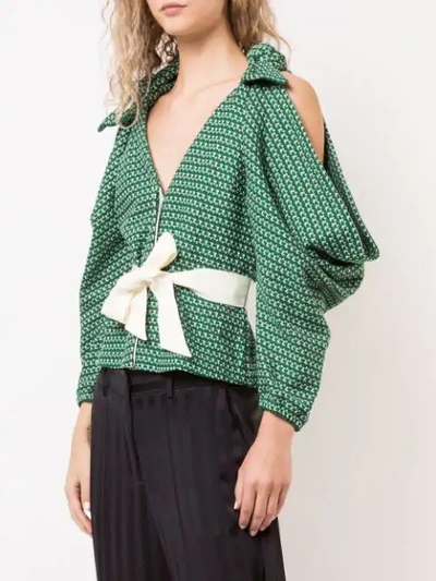 Shop Hellessy Cold Shoulder Belted Blouse In Green