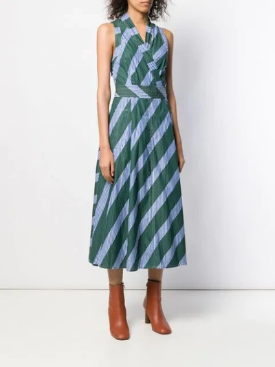 Shop Tory Burch Striped Wrap-style Dress In Blue
