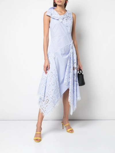 Shop Monse Louise Striped Lace Dress In Blue