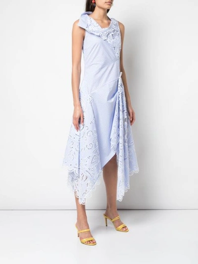 Shop Monse Louise Striped Lace Dress In Blue