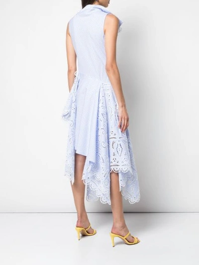 Shop Monse Louise Striped Lace Dress In Blue