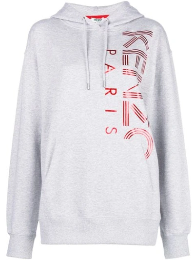 Shop Kenzo Logo Print Hoodie - Grey