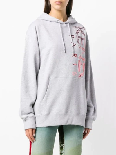 Shop Kenzo Logo Print Hoodie - Grey