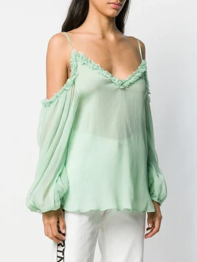 STELLA MCCARTNEY FLOATY COLD-SHOULDER BLOUSE - 绿色