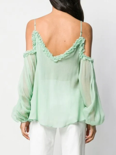 STELLA MCCARTNEY FLOATY COLD-SHOULDER BLOUSE - 绿色