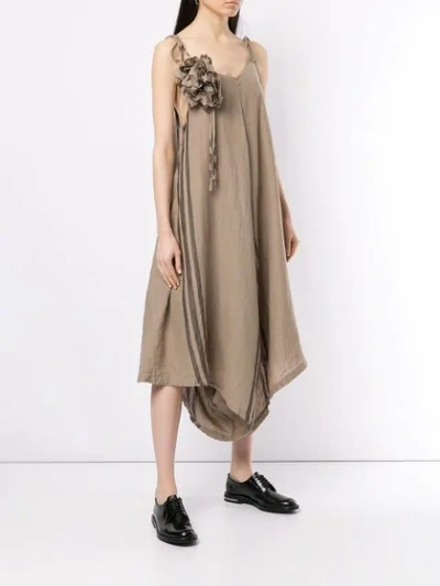 Shop Aleksandr Manamïs Oversized Floral Appliqué Dress - Brown