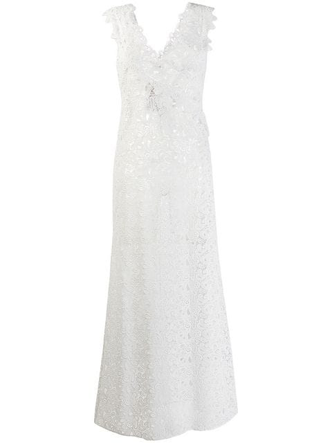 Ermanno Scervino Long Embroidered Floral Dress In White | ModeSens