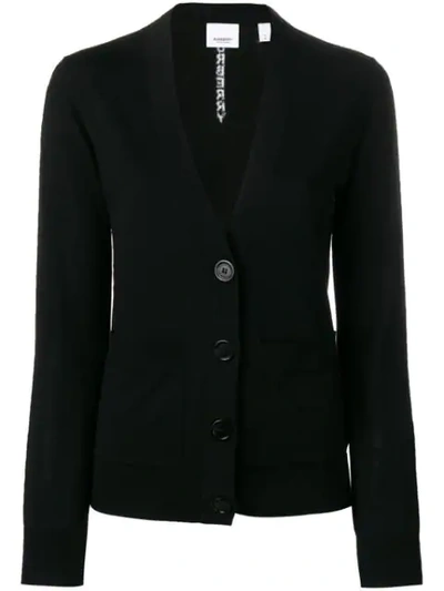 Shop Burberry Button-front Cardigan In Black