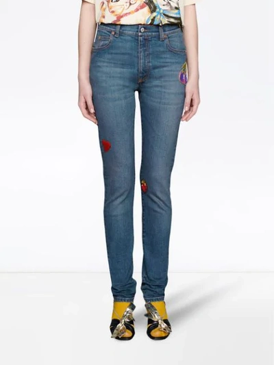 Shop Gucci Pantalone Skinny Denim In Blue