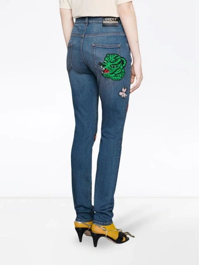 Shop Gucci Pantalone Skinny Denim In Blue