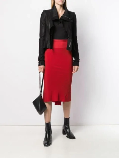 RICK OWENS FITTED SKIRT - 红色