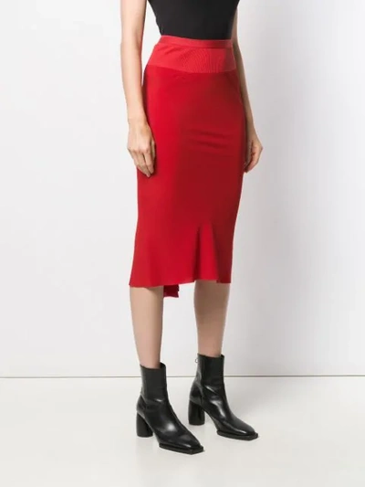 RICK OWENS FITTED SKIRT - 红色