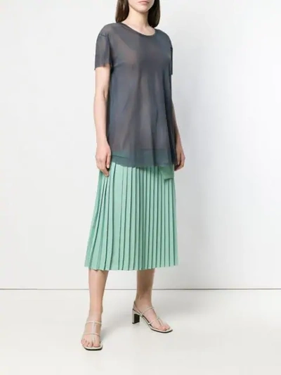 Shop Avant Toi Round-neck Over Tulle T-shirt In Grey