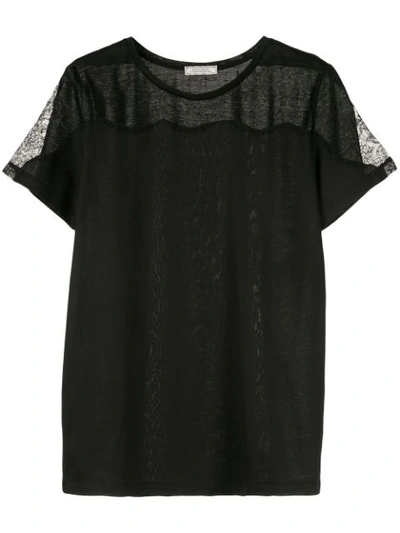 Shop Nina Ricci Lace Panelled T-shirt - Black