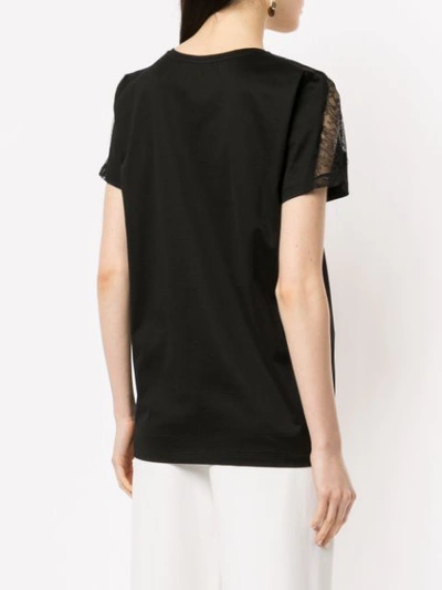 Shop Nina Ricci Lace Panelled T-shirt - Black